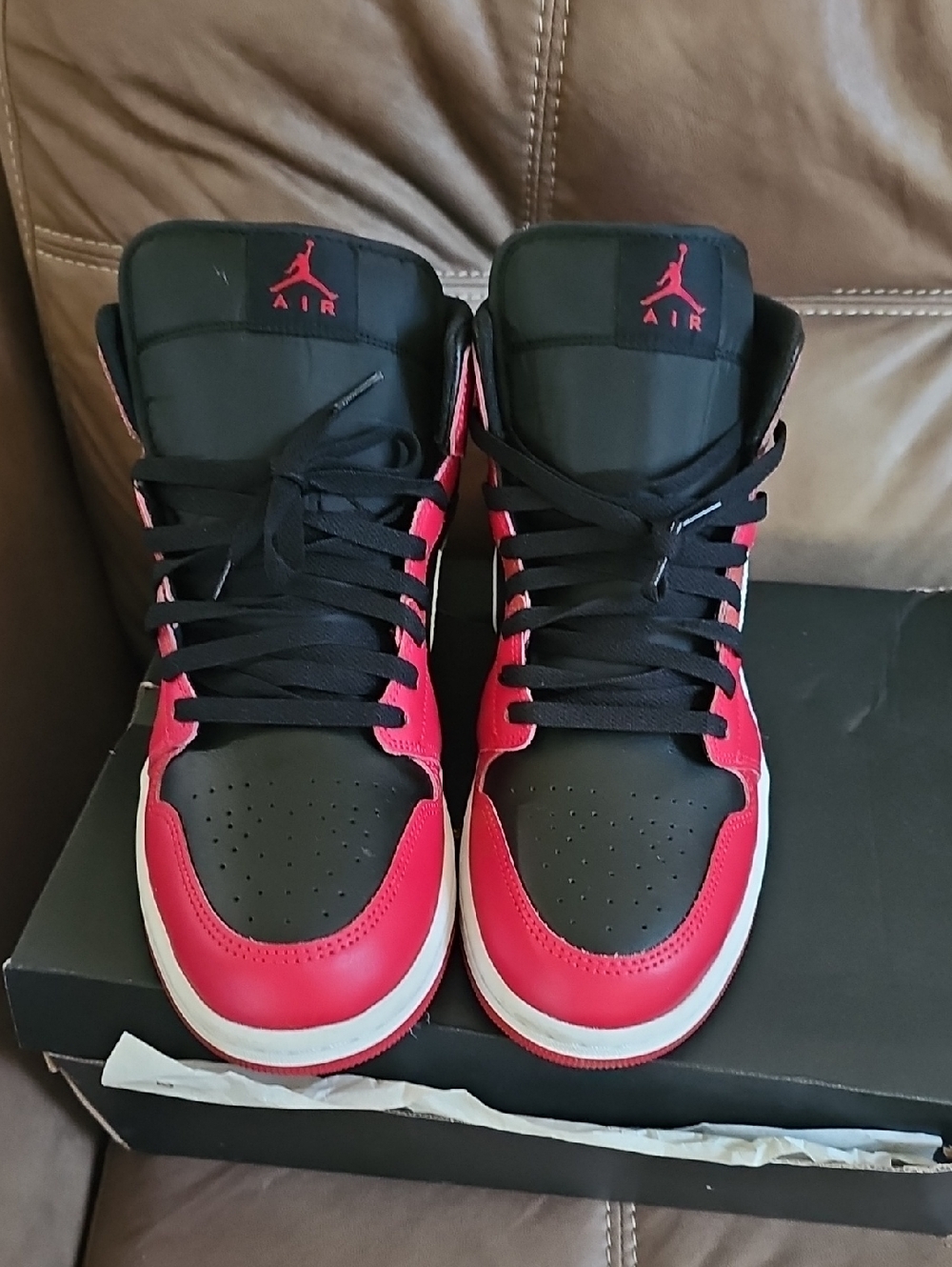 Air Jordan 1 Style High Tops in Black & Red